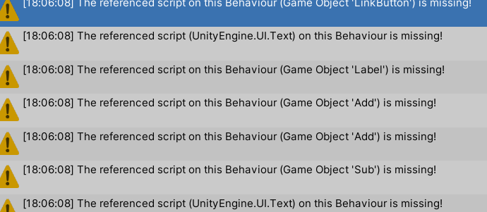Unity broken UI references